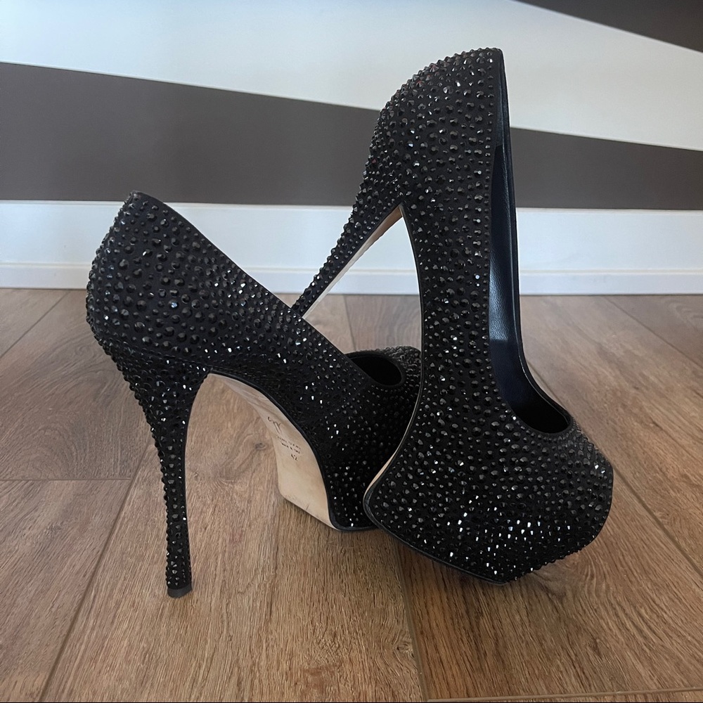 Giuseppe Zanotti LIZA Black Swarovski Crystal Platform Pumps Size EU 42 / US 12